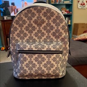 Kate Spade Cream and Black Clover Backpack